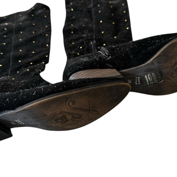 Free People suede studded slouchy‎ Black gold Boots 8 - Picture 3 of 4